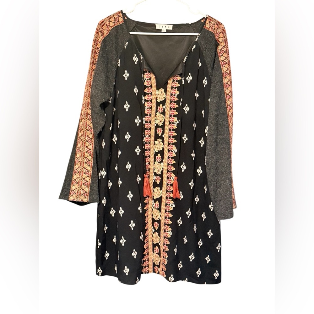 THML Black and Orange Patterned Tunic